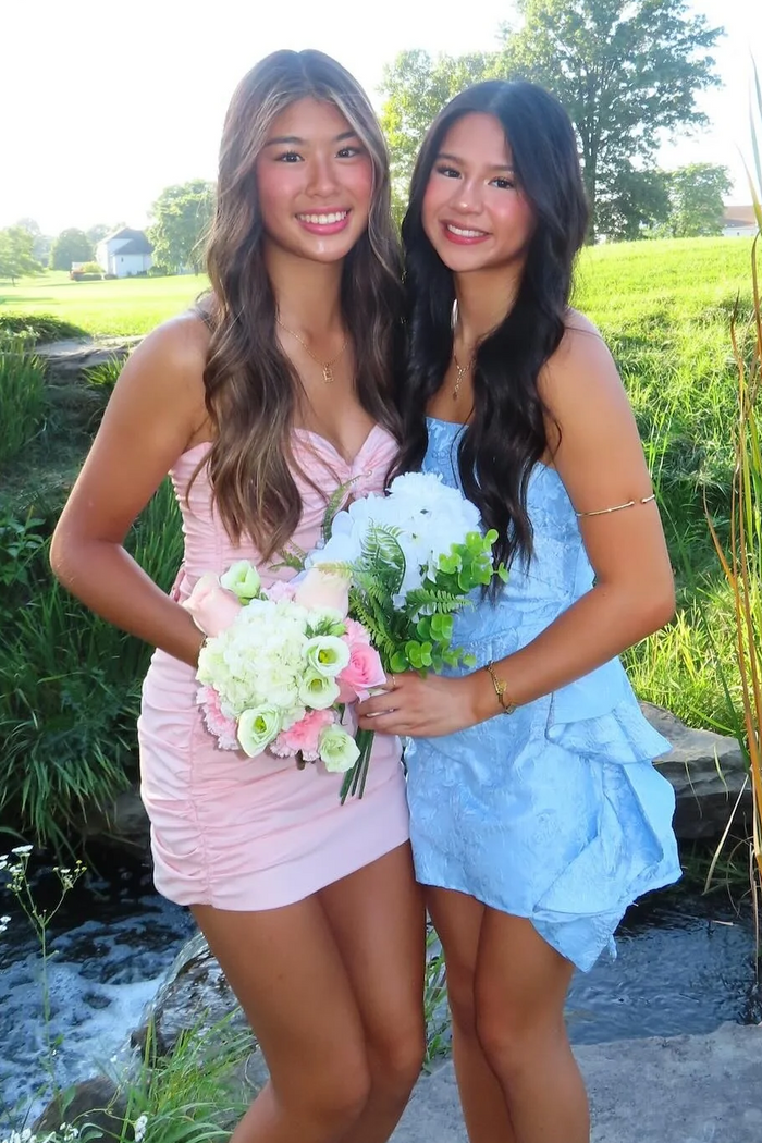 Pink Strapless Keyhole Pleats Sleeveless Tight Mini Homecoming Dress
