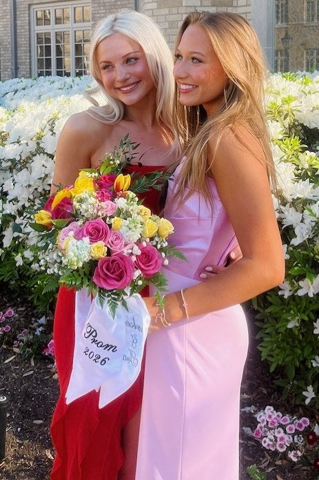 Pink Strapless Satin Pleats Sleeveless Fitted Long Formal Prom Dress