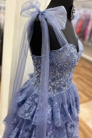 Plunging Neck A-line Ruffle Empire-Waist Sleeveless Tulle Homecoming Dress