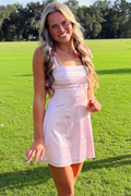 Popular Double Straps Sleeveless Pleats Mini Homecoming Party Dress