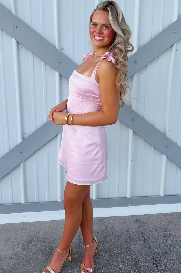 Popular Double Straps Sleeveless Pleats Mini Homecoming Party Dress