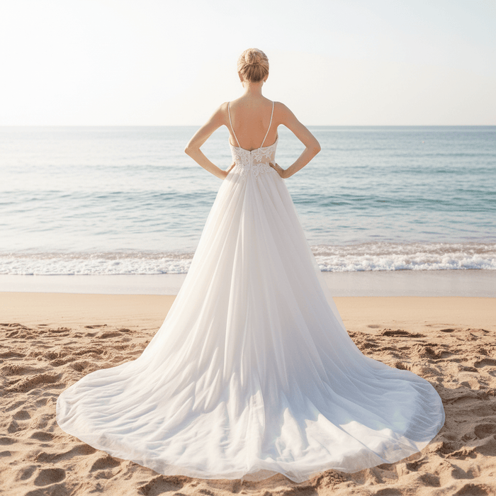Popular Spaghetti Straps A Line Wedding Dress - Rosymae