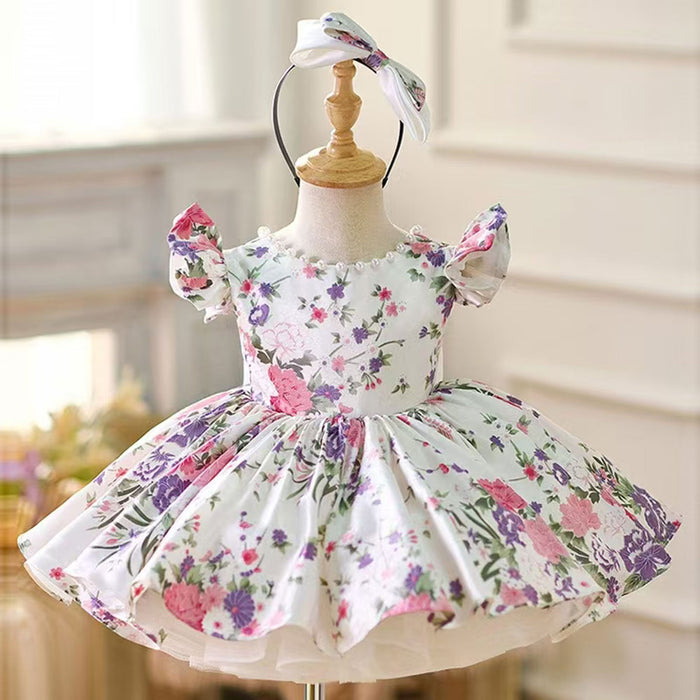 Red Baby Puffy Sleeve Knee Length Baby Girl Dress J051