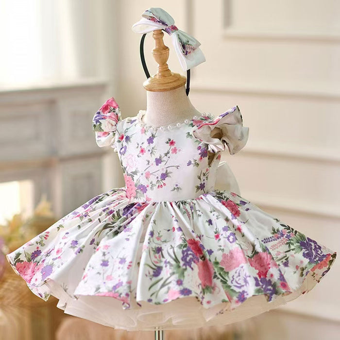 Red Baby Puffy Sleeve Knee Length Baby Girl Dress J051