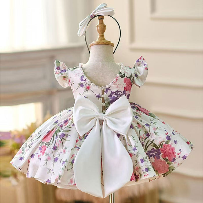 Red Baby Puffy Sleeve Knee Length Baby Girl Dress J051