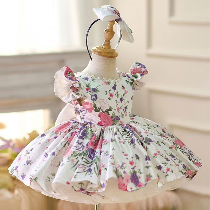 Red Baby Puffy Sleeve Knee Length Baby Girl Dress J051