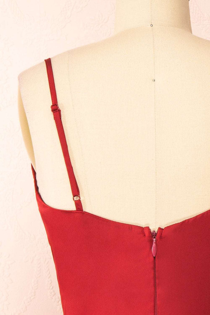 Red Cowl Neck A-Line Short Party Dress