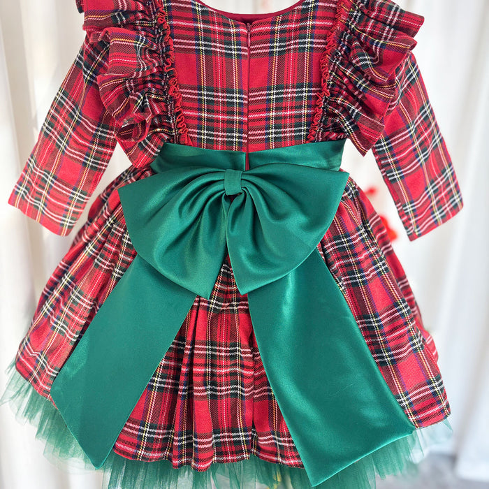 Red Long Sleeve Christmas Girl Dress Birthday Ball Gown J278