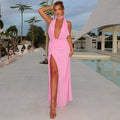 Rosier Slit Dress-Pink