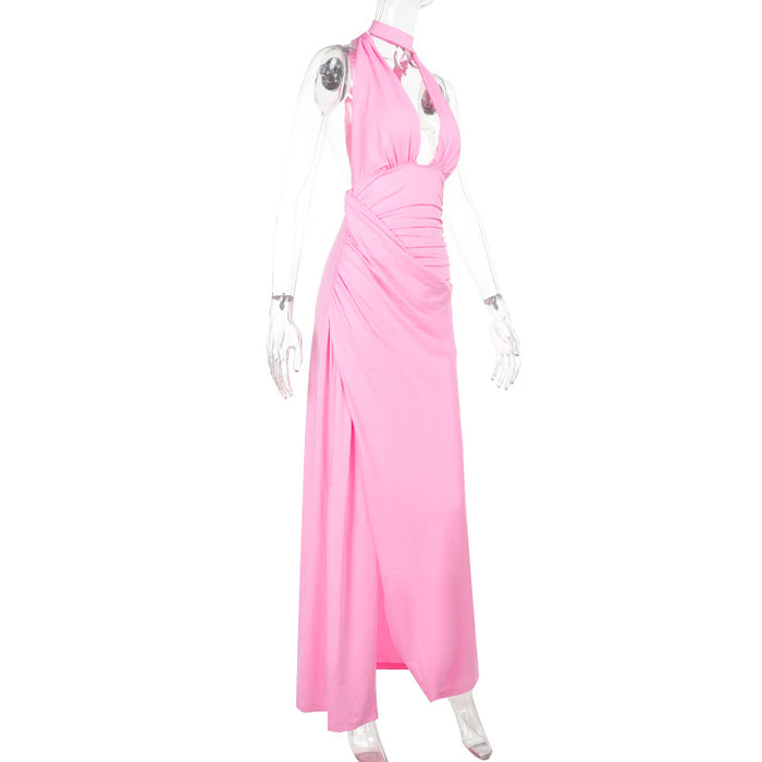 Rosier Slit Dress-Pink