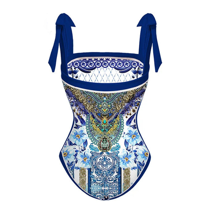 Santorini Island Swimsuit - Navy Blue