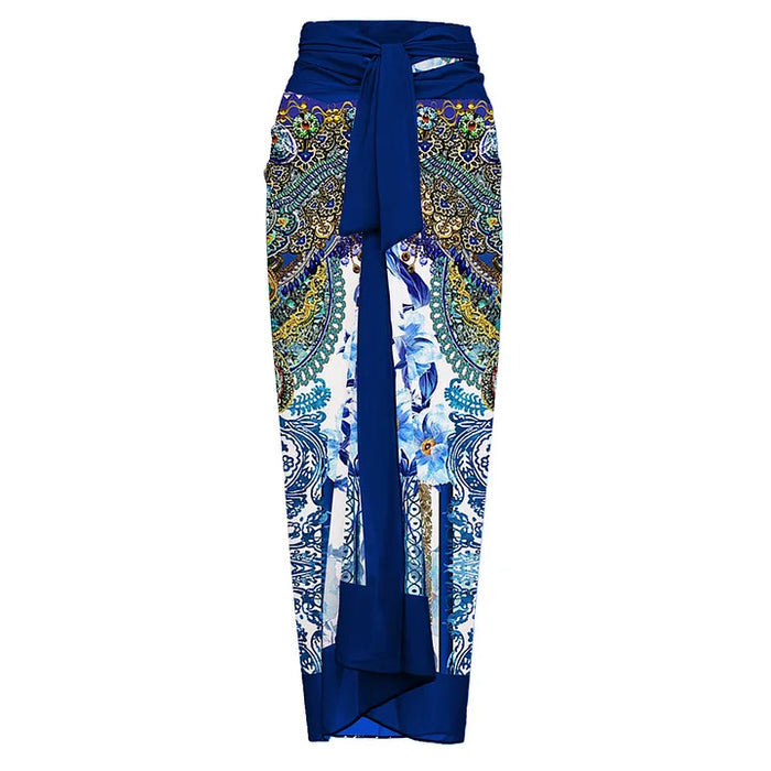 Santorini Island Wrap Skirt - Navy Blue