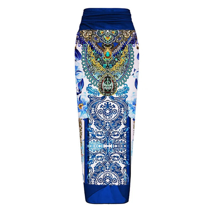 Santorini Island Wrap Skirt - Navy Blue