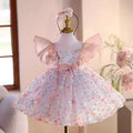 Saprkly Pink Flower Girl Dress for Princess Kids 1st Birthday Party J473