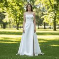 Satin A-Line Wedding Dress with Low Back - Rosymae