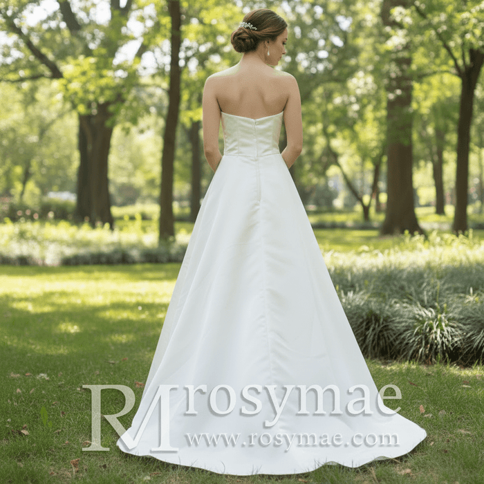 Satin A-Line Wedding Dress with Low Back - Rosymae