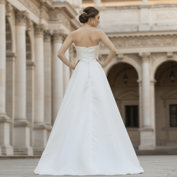 Satin A-Line Wedding Dress with Low Back - Rosymae