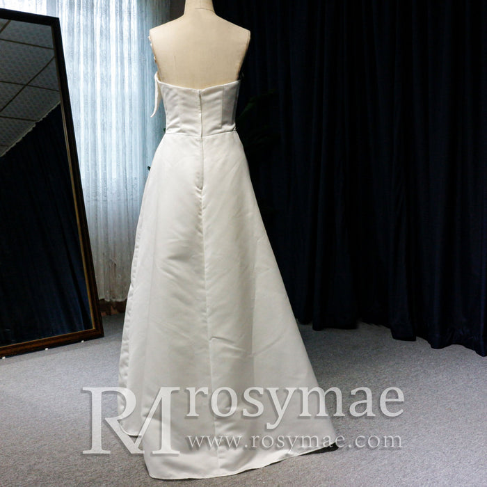Satin A-Line Wedding Dress with Low Back - Rosymae