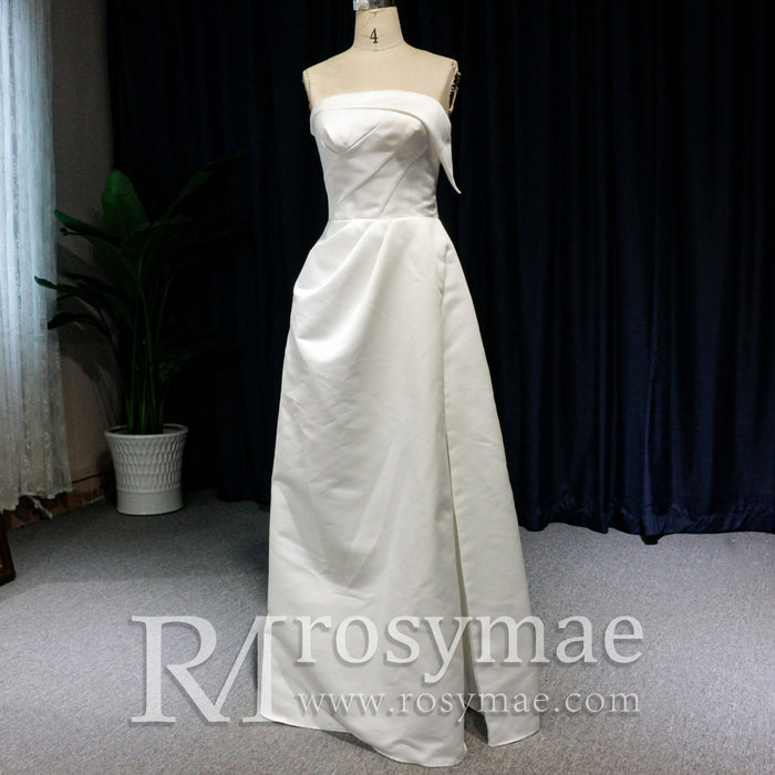 Satin A-Line Wedding Dress with Low Back - Rosymae
