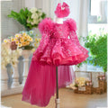 Sequined Feathers Flower Girl Dress With Trailing D064