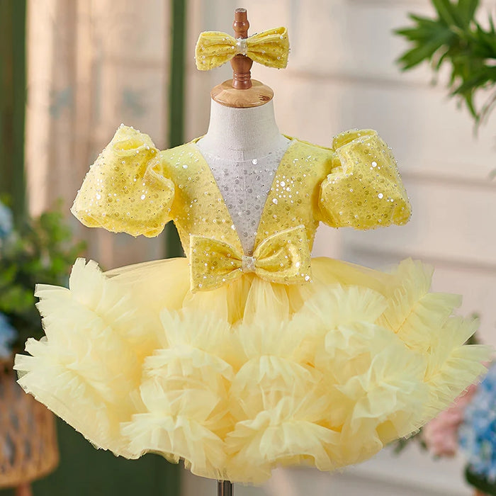 Sequins Lilac Knee Length Princess Flower Girl Dress J286