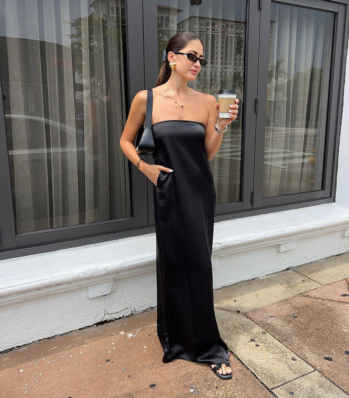 Sera Satin Dress - Black