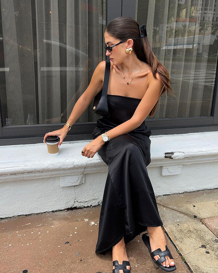 Sera Satin Dress - Black