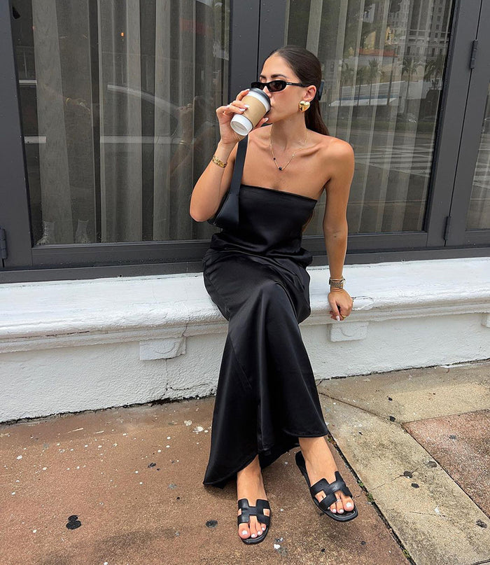 Sera Satin Dress - Black