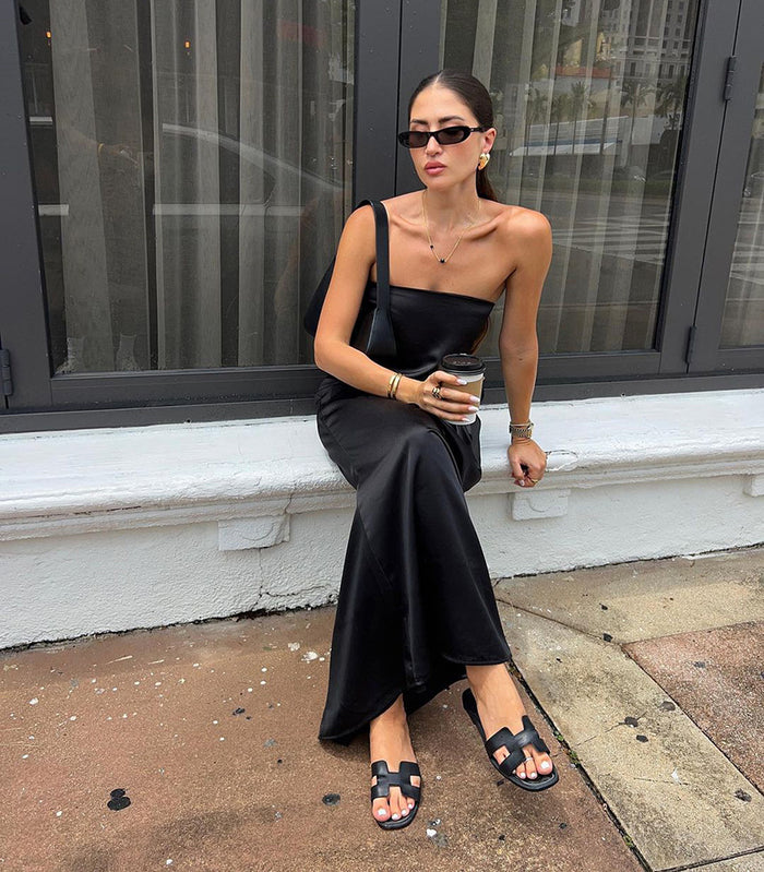Sera Satin Dress - Black