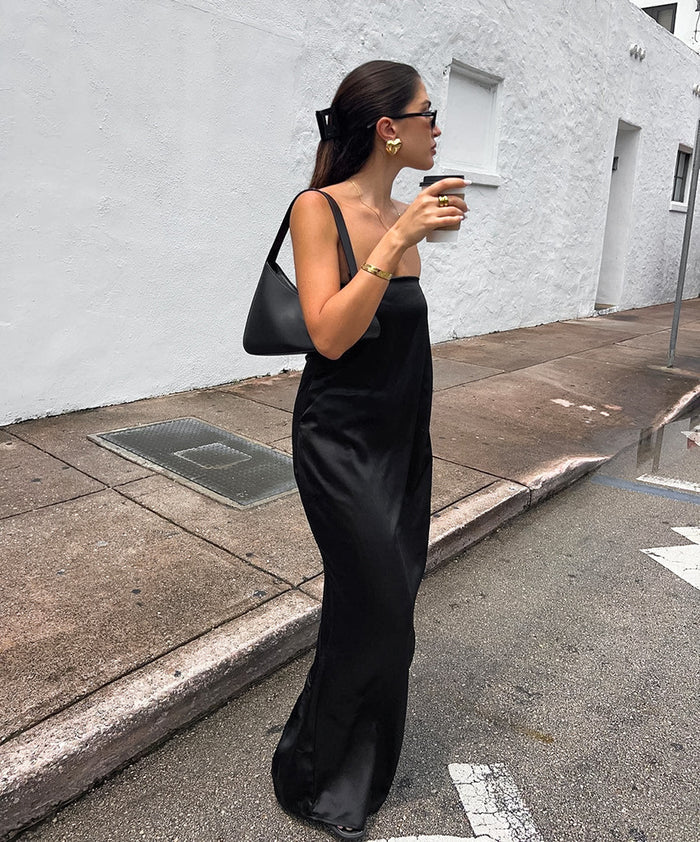 Sera Satin Dress - Black