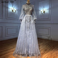 Serene Hill Muslim Grey Overskirt Evening Dresses Gowns 2025 Mermaid Elegant Beaded For Woman Party LA71248 - SERENE HILL