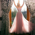 Serene Hill Pink A-Line Luxury Evening Dresses Gowns 2021 Beaded Sleeveless For Women Wedding Party LA71239 - SERENE HILL