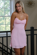 Simple Pink Spaghetti Straps A-Line Sleeveless Short Homecoming Dress