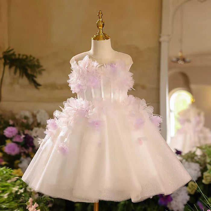 Sleeveless A-Line Tulle Flower Girl Princess Dress D039