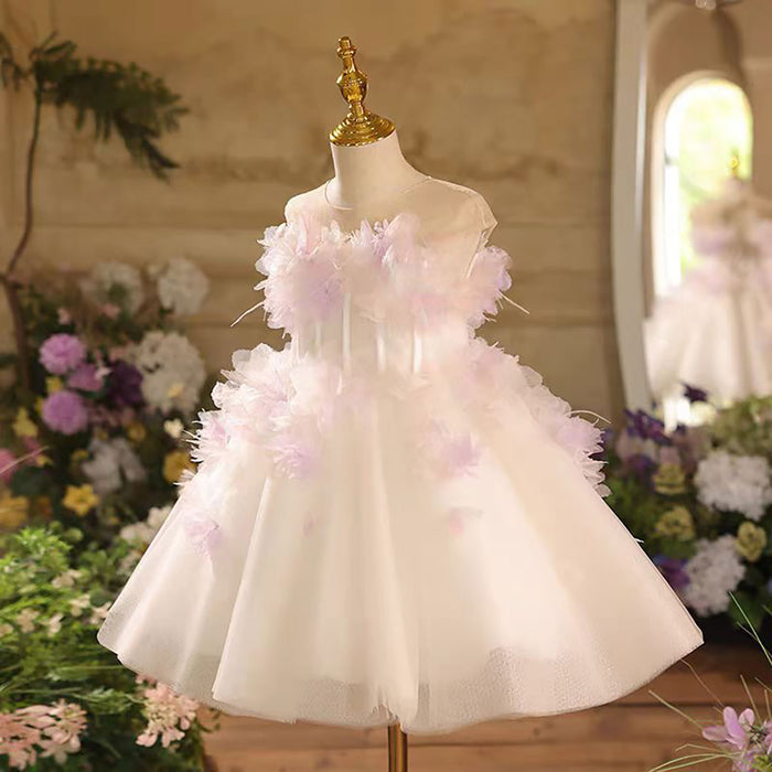 Sleeveless A-Line Tulle Flower Girl Princess Dress D039
