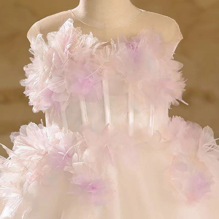 Sleeveless A-Line Tulle Flower Girl Princess Dress D039