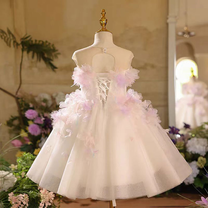 Sleeveless A-Line Tulle Flower Girl Princess Dress D039