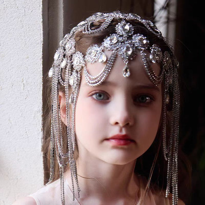 Sleeveless Beading Tulle Flower Girl Dress Blue J399