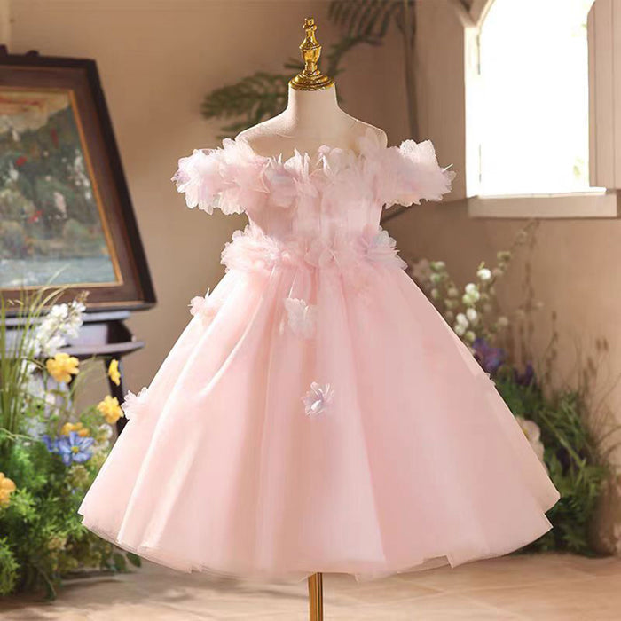 Soft And Romantic Off Shoulder Flower Girl Dress Sleeveless D025