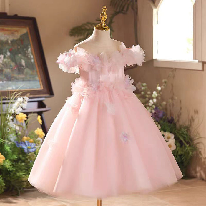 Soft And Romantic Off Shoulder Flower Girl Dress Sleeveless D025