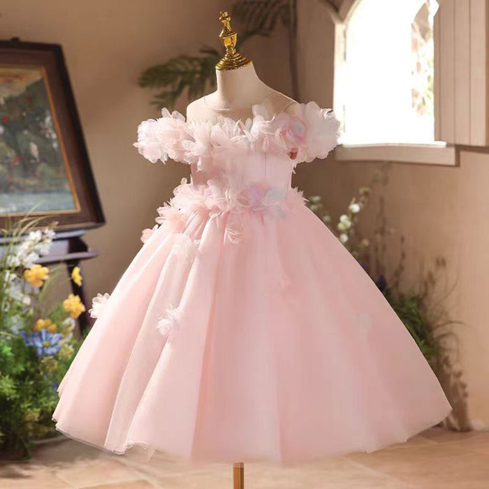 Soft And Romantic Off Shoulder Flower Girl Dress Sleeveless D025