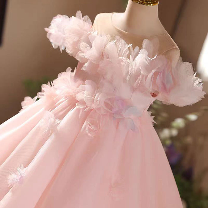 Soft And Romantic Off Shoulder Flower Girl Dress Sleeveless D025