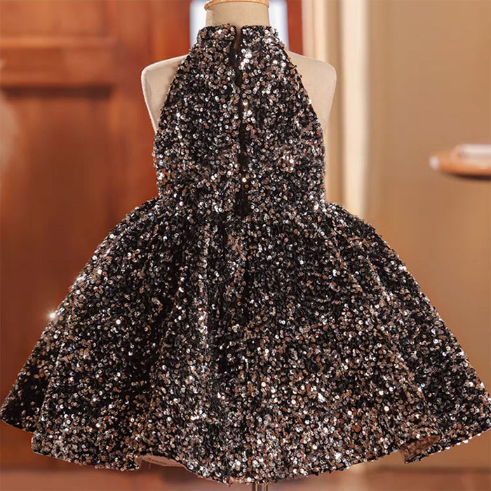 Sparkly Black Princess Girl Dress for Birthday Holiday Party J036