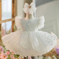 Sparkly White Girl Dress Pink Knee Length for Birthday Party J268
