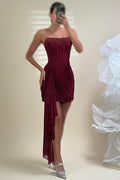 Strapless Pleats Sleeveless Beads Short Homecoming Party Dress