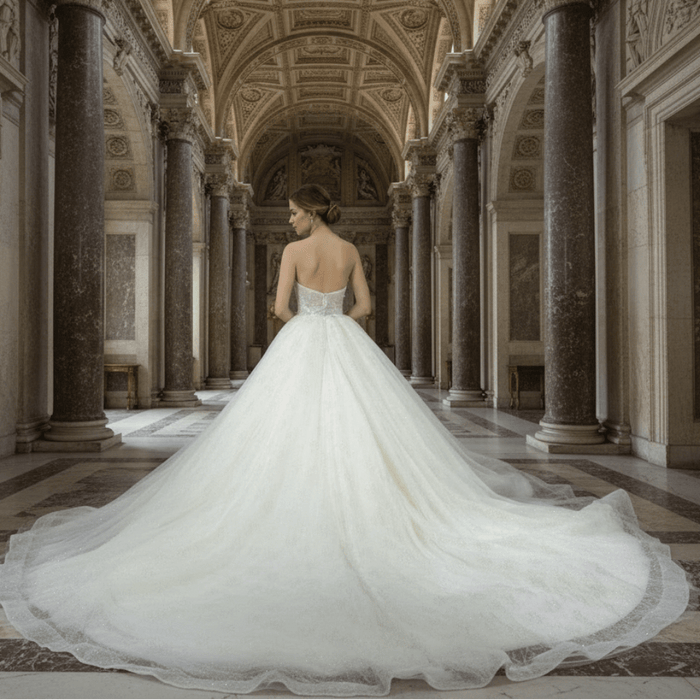 Strapless Puffy Skirt Sweetheart Lace Ball Gown Bridal Wedding Dress - Rosymae