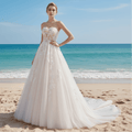 Strapless Sweetheart Neckline Princess Tulle Wedding Dress - Rosymae