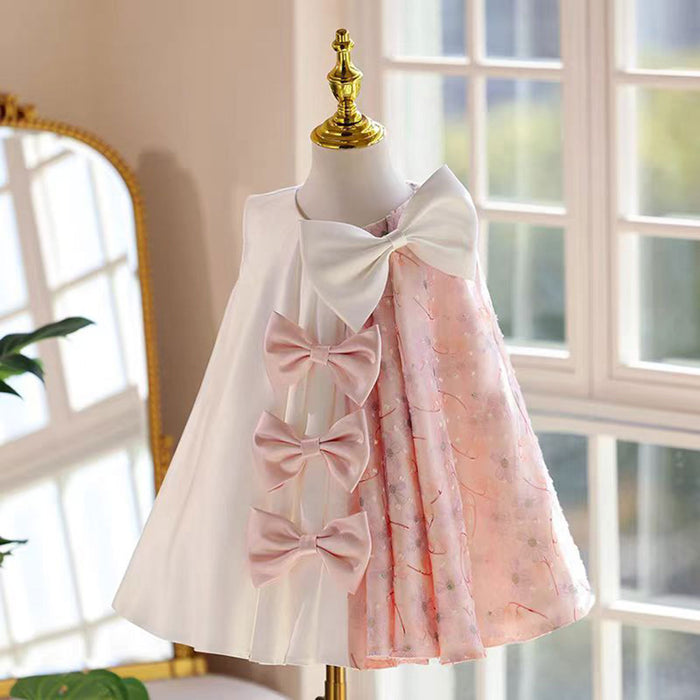Stylish Pink  Sleeveless Flower Girl Dress With Bow J859