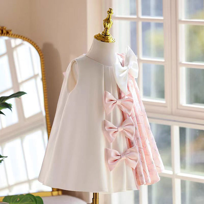 Stylish Pink  Sleeveless Flower Girl Dress With Bow J859
