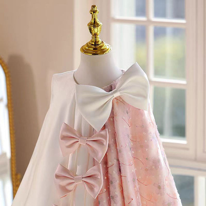 Stylish Pink  Sleeveless Flower Girl Dress With Bow J859